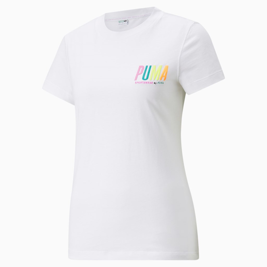 White Puma Sportswear by PUMA Graphic Women's Tee | 1672VMJCK