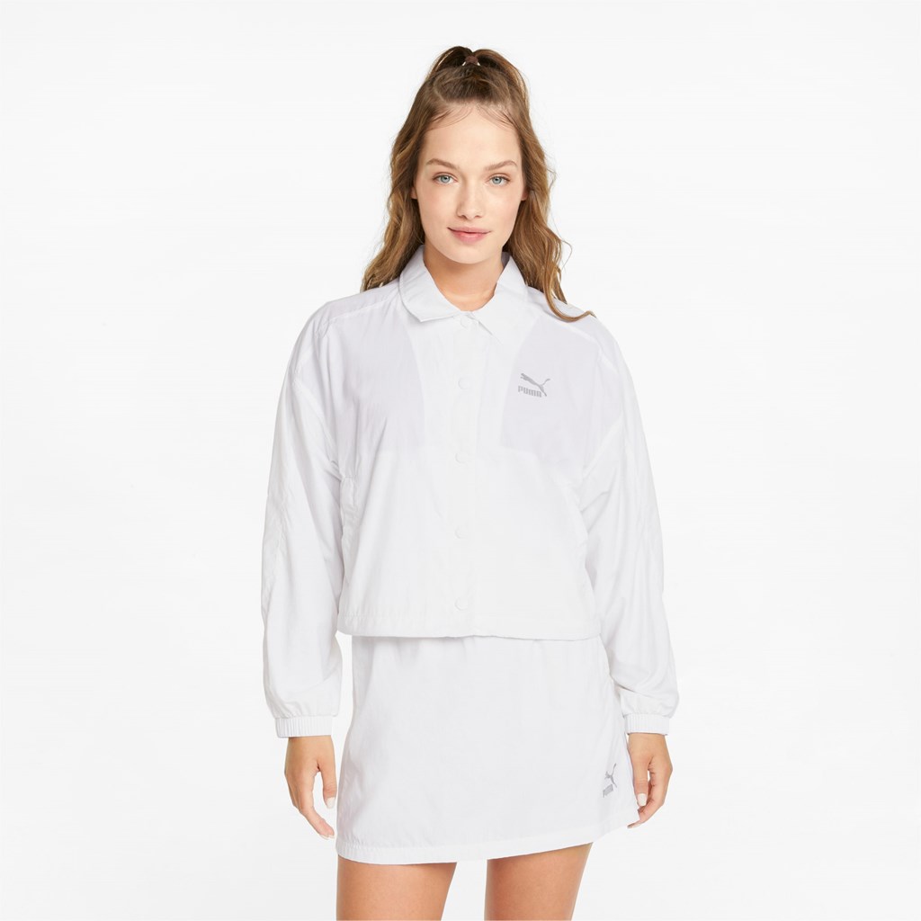 White Puma T7 Woven Women\'s Jacket | 5396QZPJV