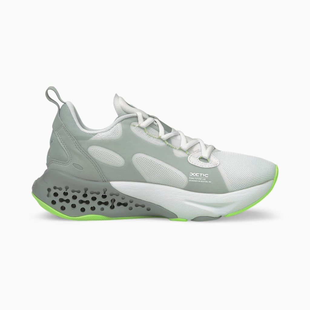 White / Quarry / Green Glare Puma XETIC Halflife Women's Sneakers | 4759PBQHF