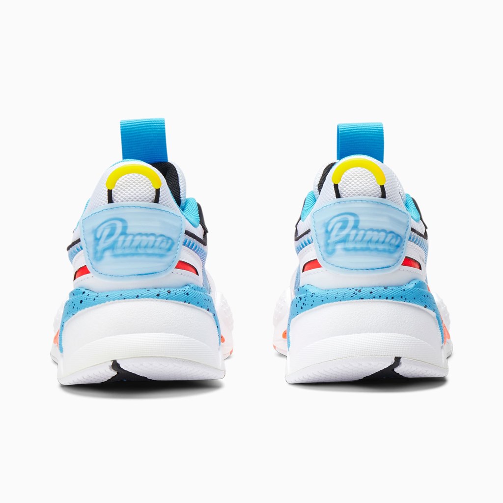 White / Red Blast / Luminous Blue Puma RS-X Airbrush JR Boys' Sneakers | 8651LKJTW