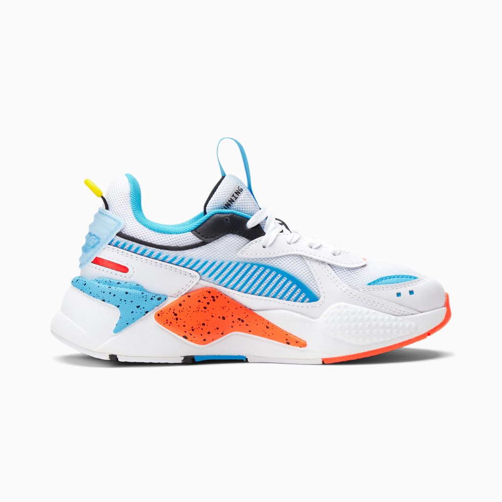 White / Red Blast / Luminous Blue Puma RS-X Airbrush JR Boys' Sneakers | 8651LKJTW