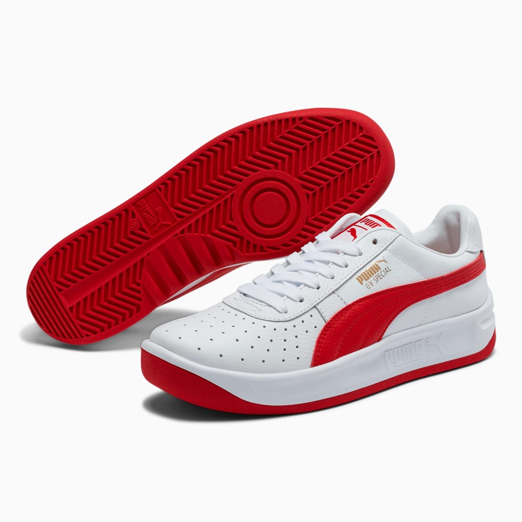 White / Ribbon Red Puma GV Special+ Men's Sneakers | 9058YDFPX