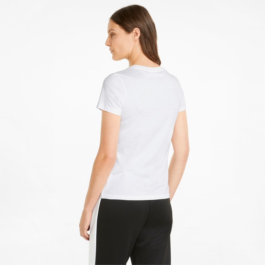 White / Silver Puma Classics Logo Women's Tee | 1537AWCOG