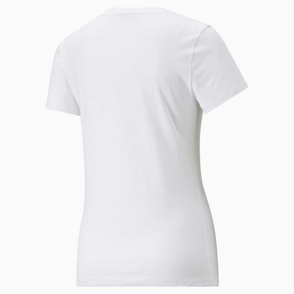 White / Silver Puma Classics Logo Women's Tee | 1537AWCOG