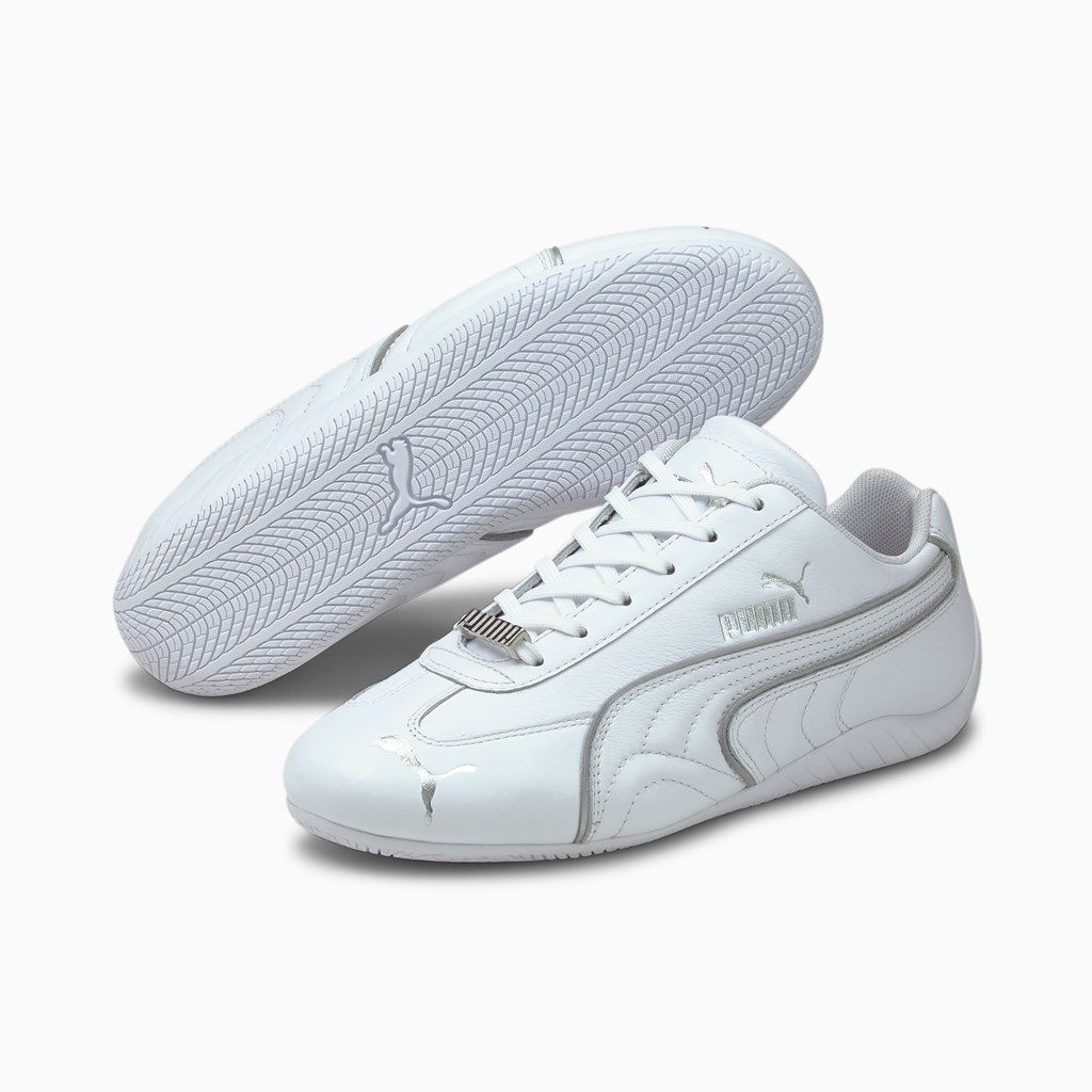 White Silver Puma Speedcat LS Metallic  Women's Motorsport Shoes | 8052UPSDX