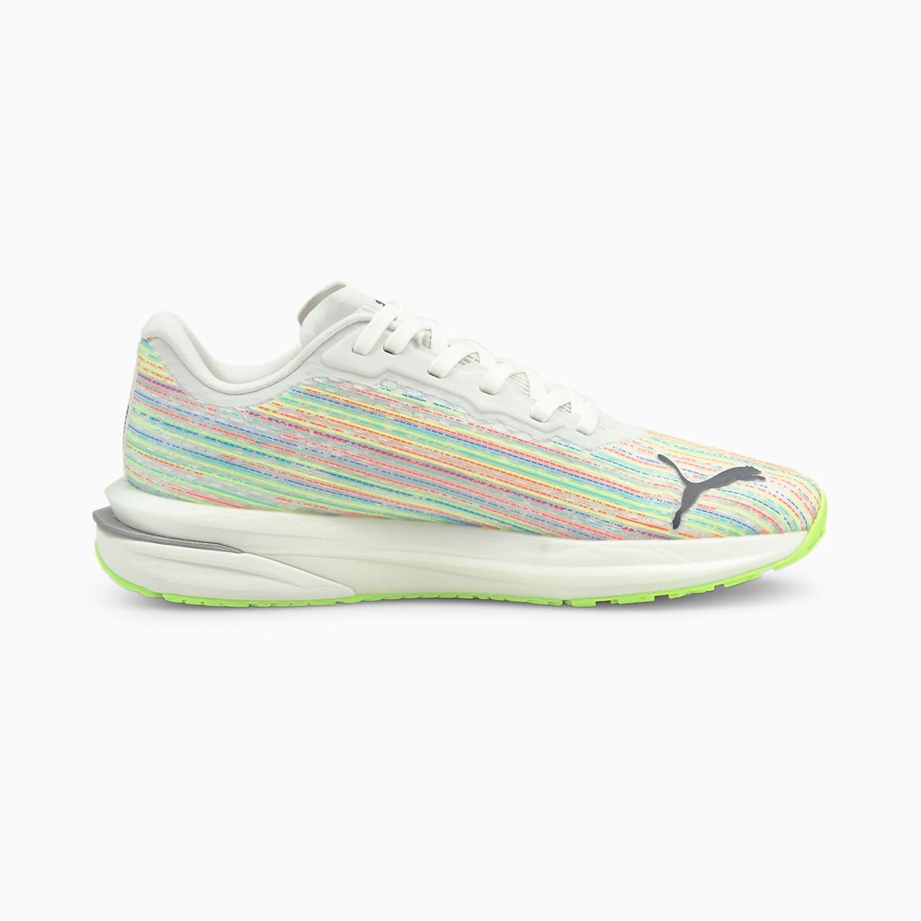 White / Spellbound / Green Glare Puma Velocity Nitro Spectra Running Women's Sneakers | 1875KLIRD