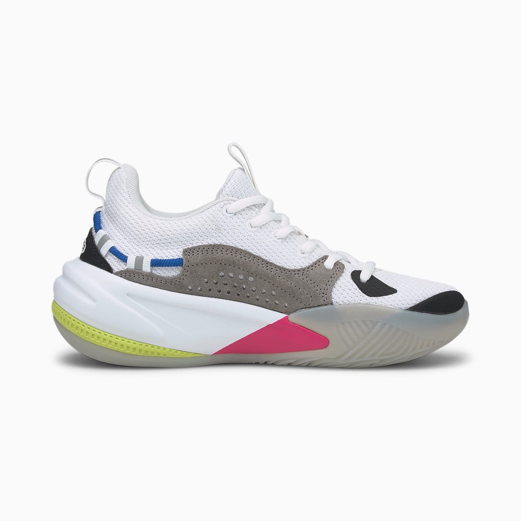 White / Steel Gray / Beetroot Purple Puma RS-DREAMER JR Boys' Basketball Shoes | 0523HWPRB