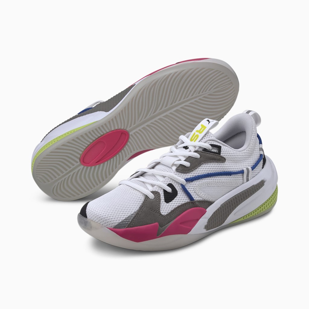 White / Steel Gray / Beetroot Purple Puma RS-DREAMER Men's Basketball Shoes | 3215PWIRQ