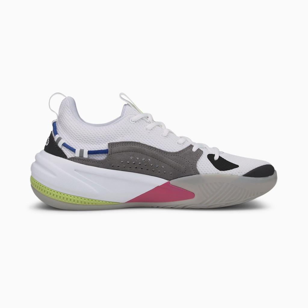 White / Steel Gray / Beetroot Purple Puma RS-DREAMER Men's Basketball Shoes | 3215PWIRQ