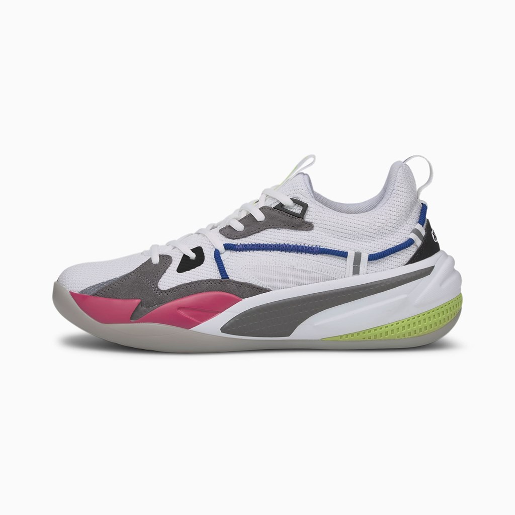 White / Steel Gray / Beetroot Purple Puma RS-DREAMER Men\'s Basketball Shoes | 3215PWIRQ