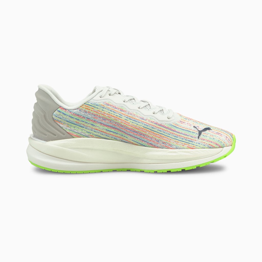 White / Sunblaze / Green Glare Puma Magnify Nitro SP Running Women's Sneakers | 1230EUHLX