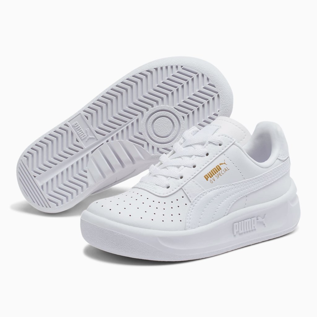 White / Team Gold Puma GV Special Little Girls' Sneakers | 9854SYEPU