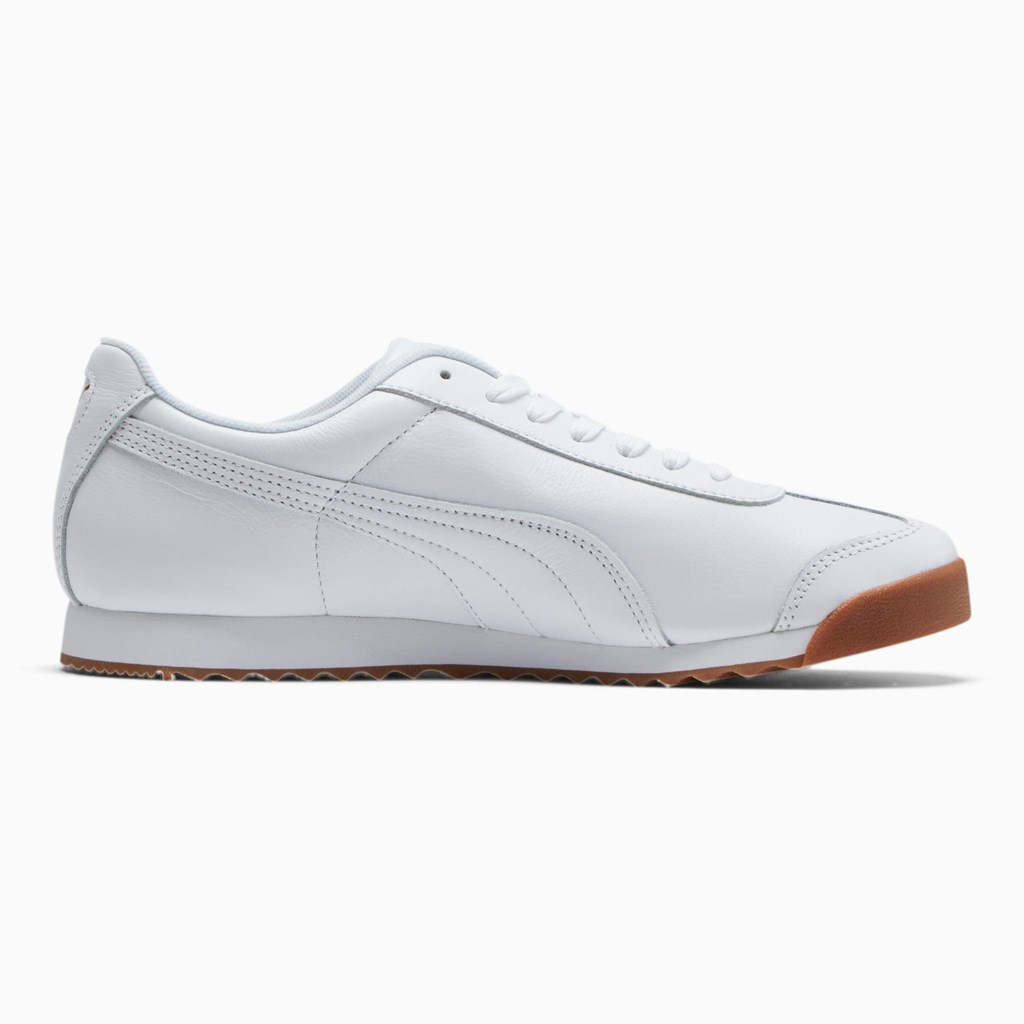 White / Team Gold Puma Roma Classic Gum Men's Sneakers | 3054LQCHN