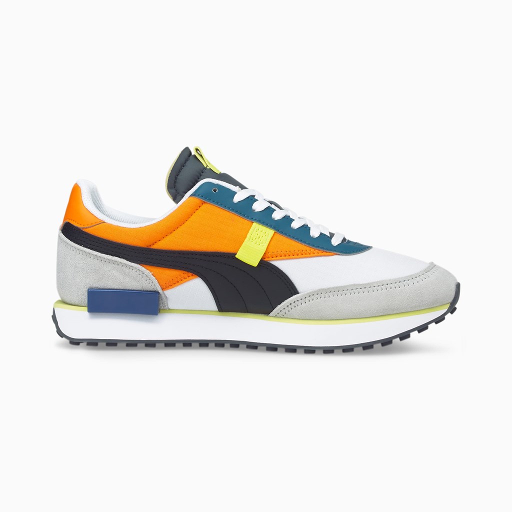 White / Vibrant Orange / Harbor Mist Puma Future Rider Play On Men's Sneakers | 2649NMPRT