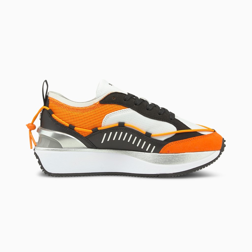 White / Vibrant Orange Puma BMW M Motorsport Cruise Rider  Women's Motorsport Shoes | 9162SBQIW