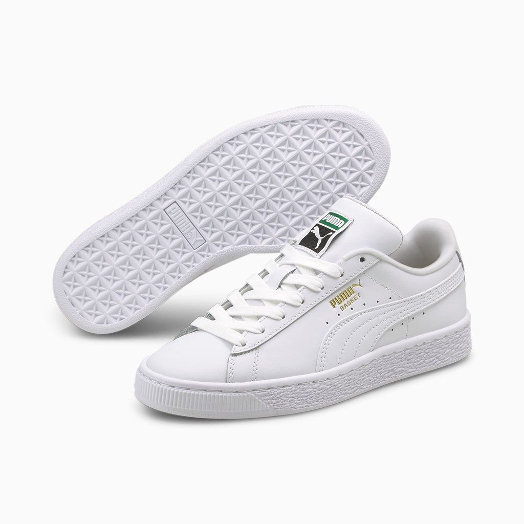 White / White Puma Basket Classic XXI JR Boys' Sneakers | 3657NUOFA