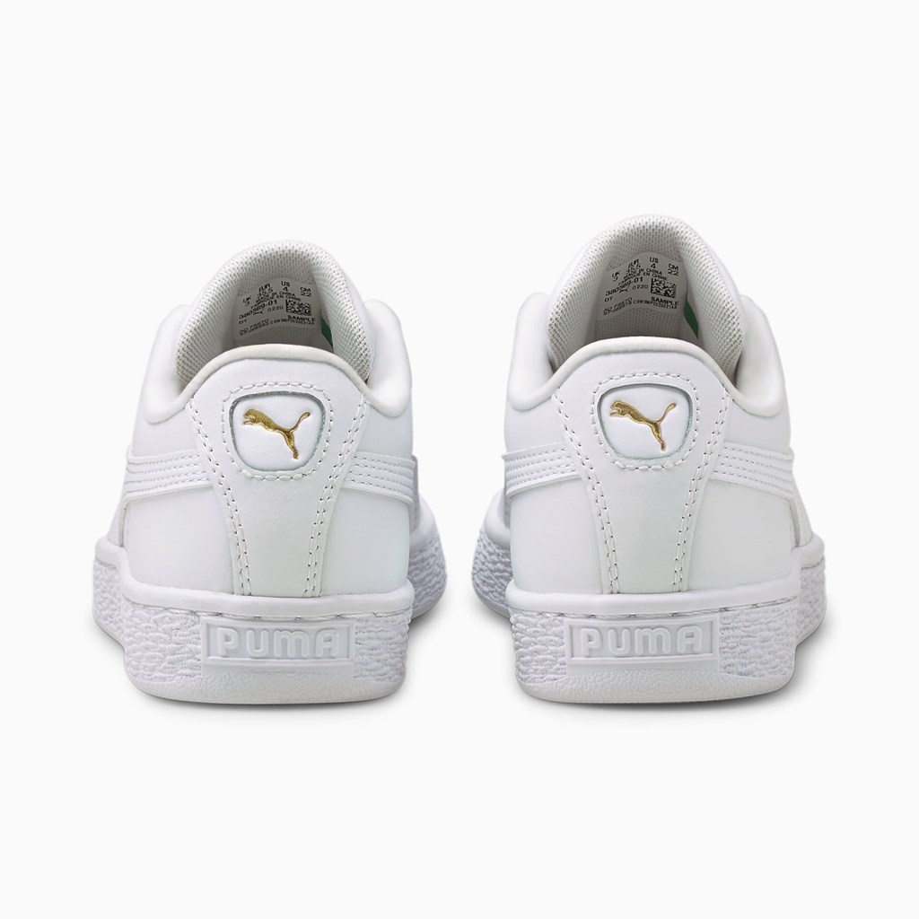 White / White Puma Basket Classic XXI JR Boys' Sneakers | 3657NUOFA