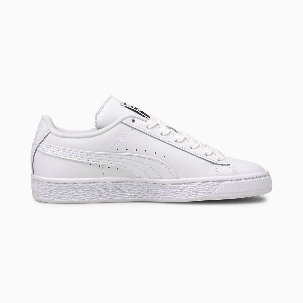 White / White Puma Basket Classic XXI JR Boys' Sneakers | 3657NUOFA