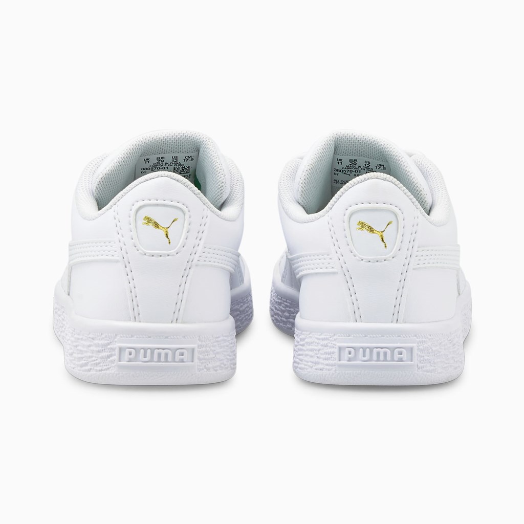 White / White Puma Basket Classic XXI Little Girls' Sneakers | 2790TOKBN