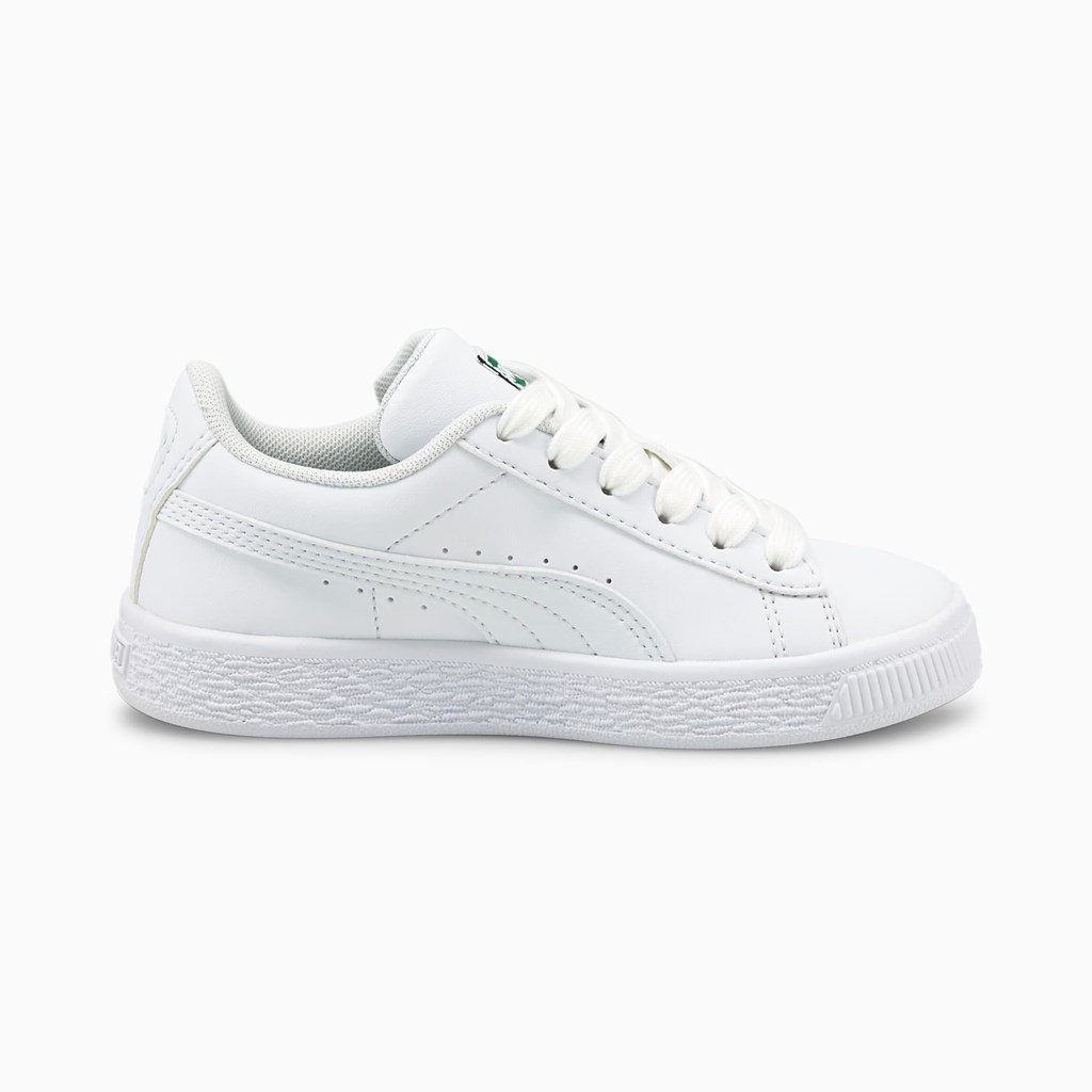 White / White Puma Basket Classic XXI Little Girls' Sneakers | 2790TOKBN