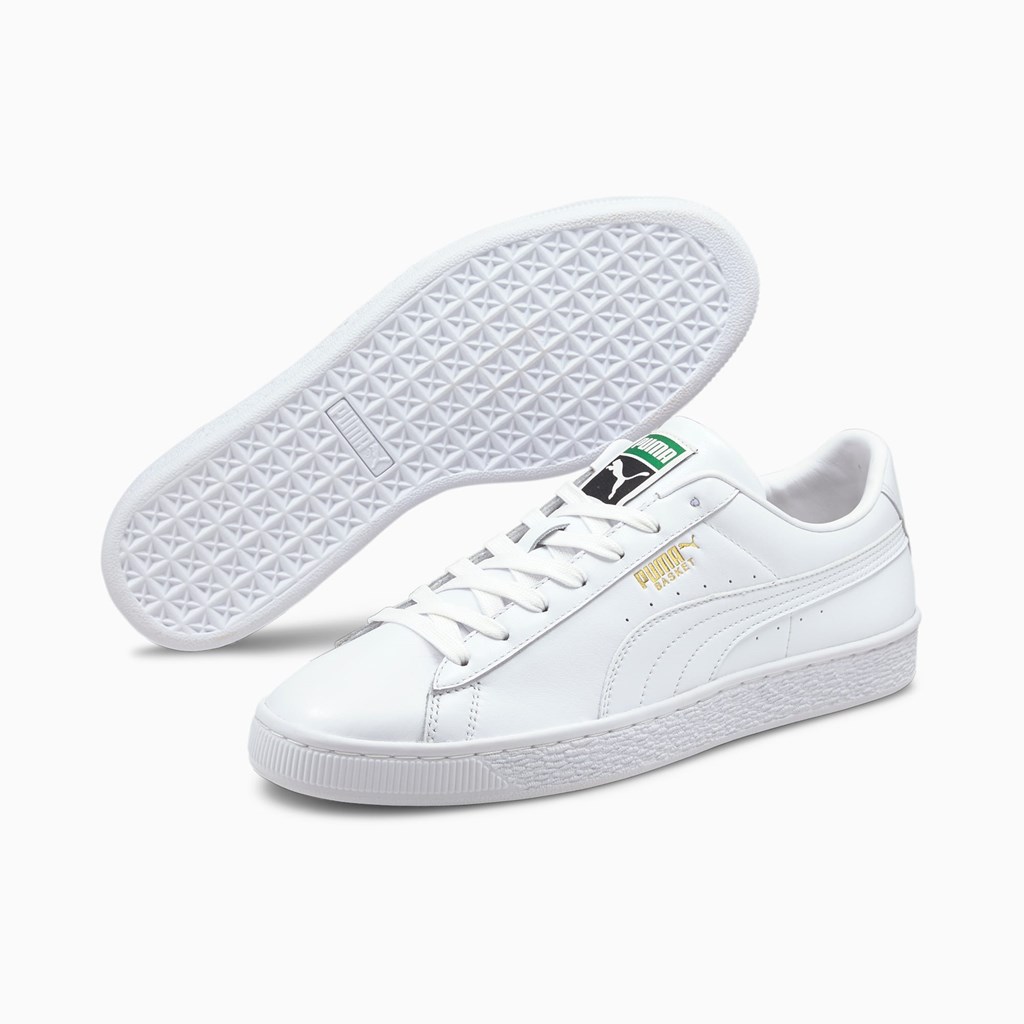 White / White Puma Basket Classic XXI Men's Sneakers | 4690NWUXP