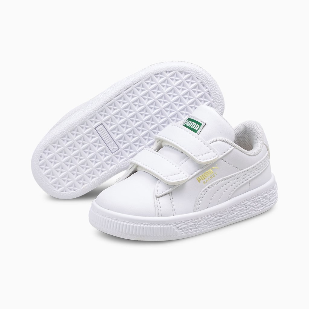 White / White Puma Basket Classic XXI Toddler Boys' Sneakers | 3056QUILD