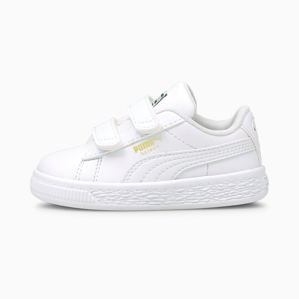 White / White Puma Basket Classic XXI Toddler Boys\' Sneakers | 3056QUILD