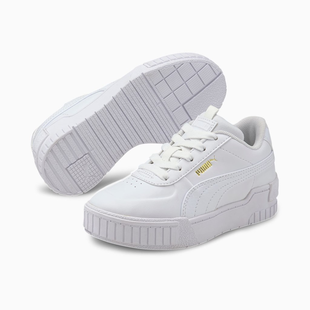 White / White Puma Cali Sport Little Girls' Sneakers | 1364BZXQK