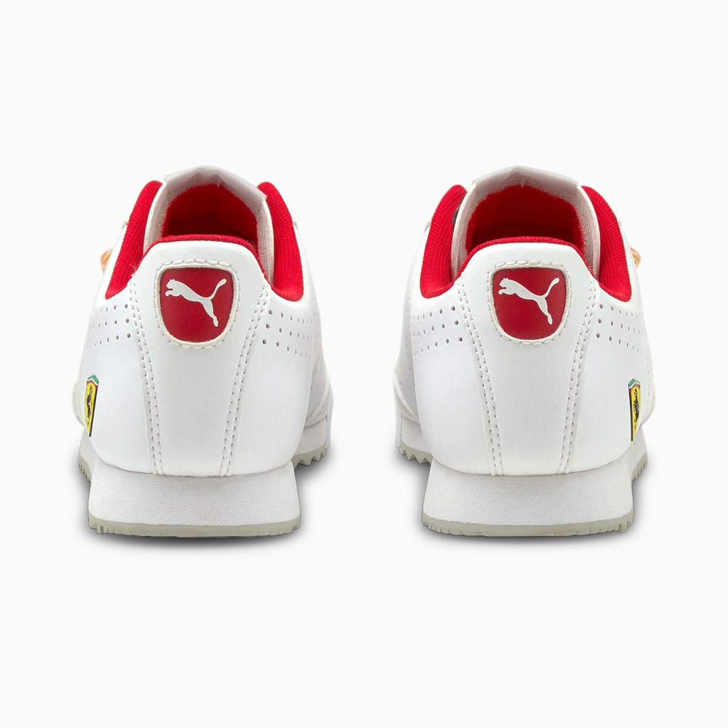 White / White Puma Ferrari Roma Via Perf JR Boys' Sneakers | 5234YTLNJ