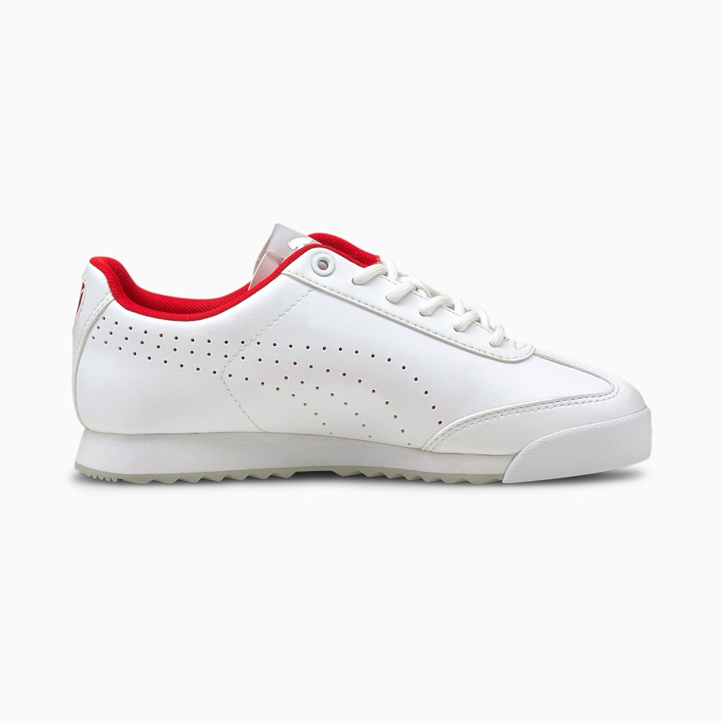 White / White Puma Ferrari Roma Via Perf JR Boys' Sneakers | 5234YTLNJ