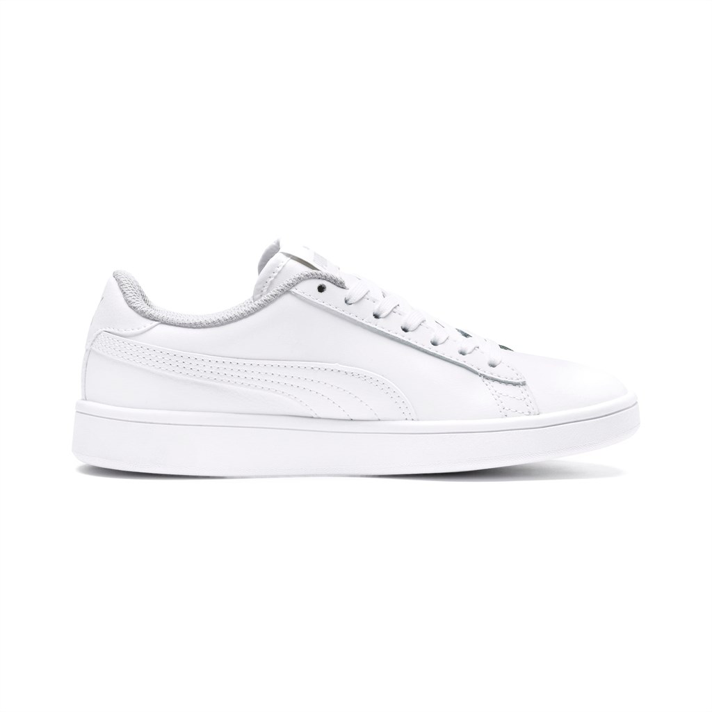 White / White Puma PUMA Smash v2 Leather JR Boys' Sneakers | 4816KNJHF