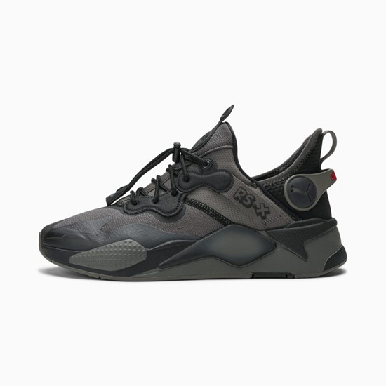 Asphalt / Black / Charcoal Gray Puma RS-X T3CH Funny Pages Men's Sneakers | 0462ZTWIU