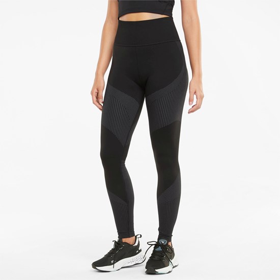 Black / Asphalt Puma Seamless High Waist 7/8 Training Women's Leggings | 6175TDRKV