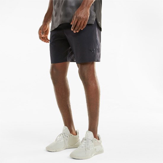 Black / BLACK AOP Q3 Puma Printed 8" Woven Training Men's Shorts | 5064ARDPS