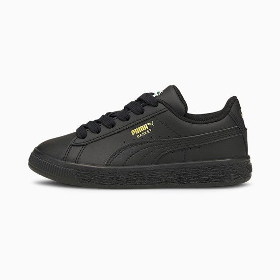 Black / Black Puma Basket Classic XXI Little Girls' Sneakers | 2685HBLDK