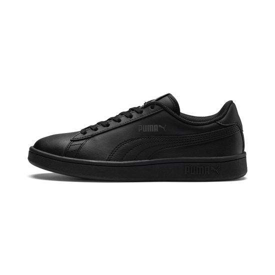 Black / Black Puma PUMA Smash v2 Leather JR Girls' Sneakers | 4815LKUEQ