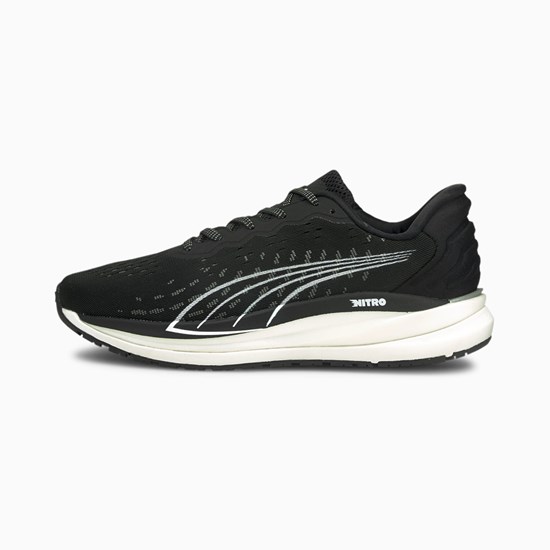 Black / Castlerock White Puma Magnify Nitro Running Women's Sneakers | 3512YOVUZ