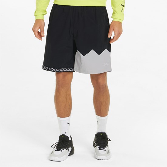 Black / Harbor Mist Puma Jaws Woven Basketball Men's Shorts | 1850KIXHJ