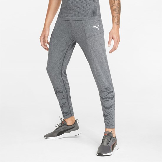 Black Heather Puma evoKNIT Training Men's Pants | 1270KQMAL