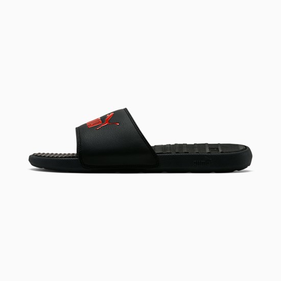 Black / High Risk Red Puma Cool Cat Men's Slides | 6950UTHAY