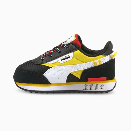 Black / Maize Puma PUMA x PEANUTS Future Rider Toddler Girls' Sneakers | 6591DCYON