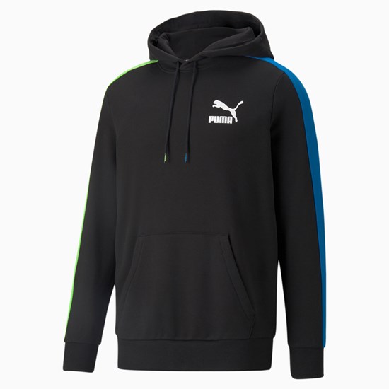 Black / Multi Puma Iconic T7 Men's Hoodie | 7348MDIGA