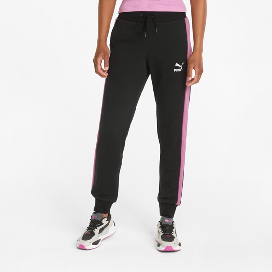 Black / Opera Mauve Puma Iconic T7 Track Women's Pants | 5638NMBCU