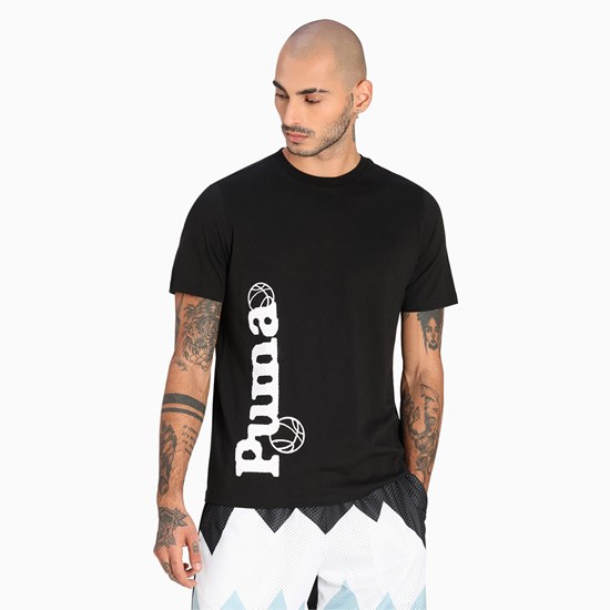 Black Puma 4th Quarter Basketball Men's Tee | 0347EWLSY