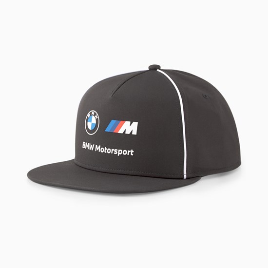 Black Puma BMW M Motorsport Flat Brim Men's Cap | 6784LRAJV