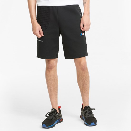 Black Puma BMW M Motorsport Sweat Men's Shorts | 9036DPKUQ