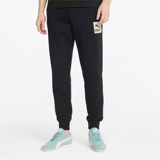 Black Puma Brand Love Men's Sweatpants | 9382FGANB