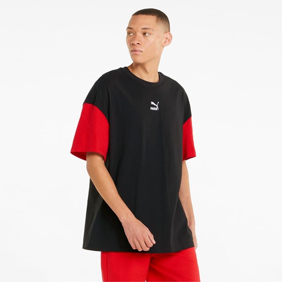 Black Puma Classics Block Boxy Men's Tee | 4695CMYOJ