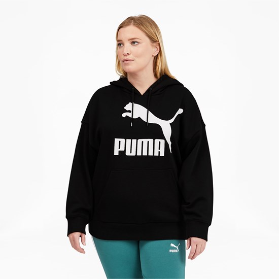 Black Puma Classics Logo PL Women's Hoodie | 5704ZTPSN