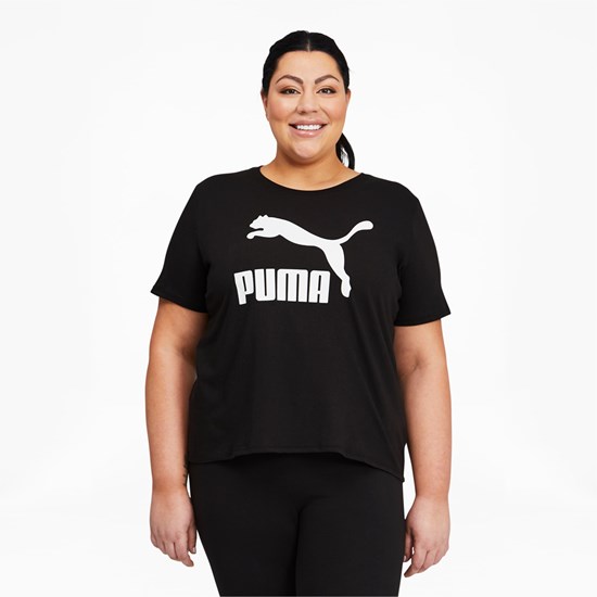 Black Puma Classics Logo PL Women's Tee | 6725TRPZQ